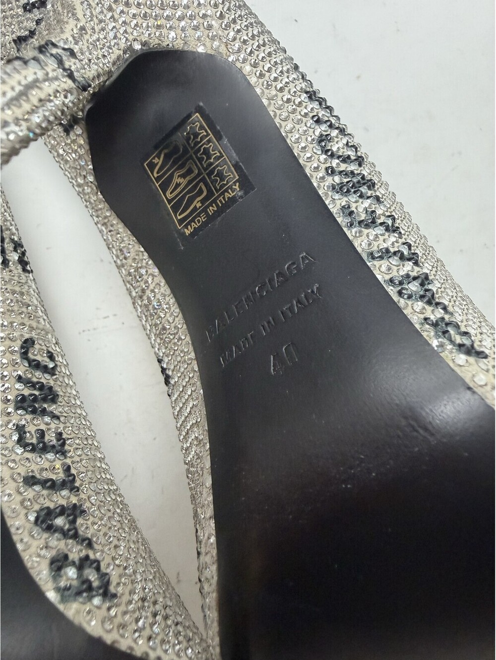 Balenciaga Knife Pump H110 Heels Crystal/Black Womens Size 10/40 New - Picture 6 of 7